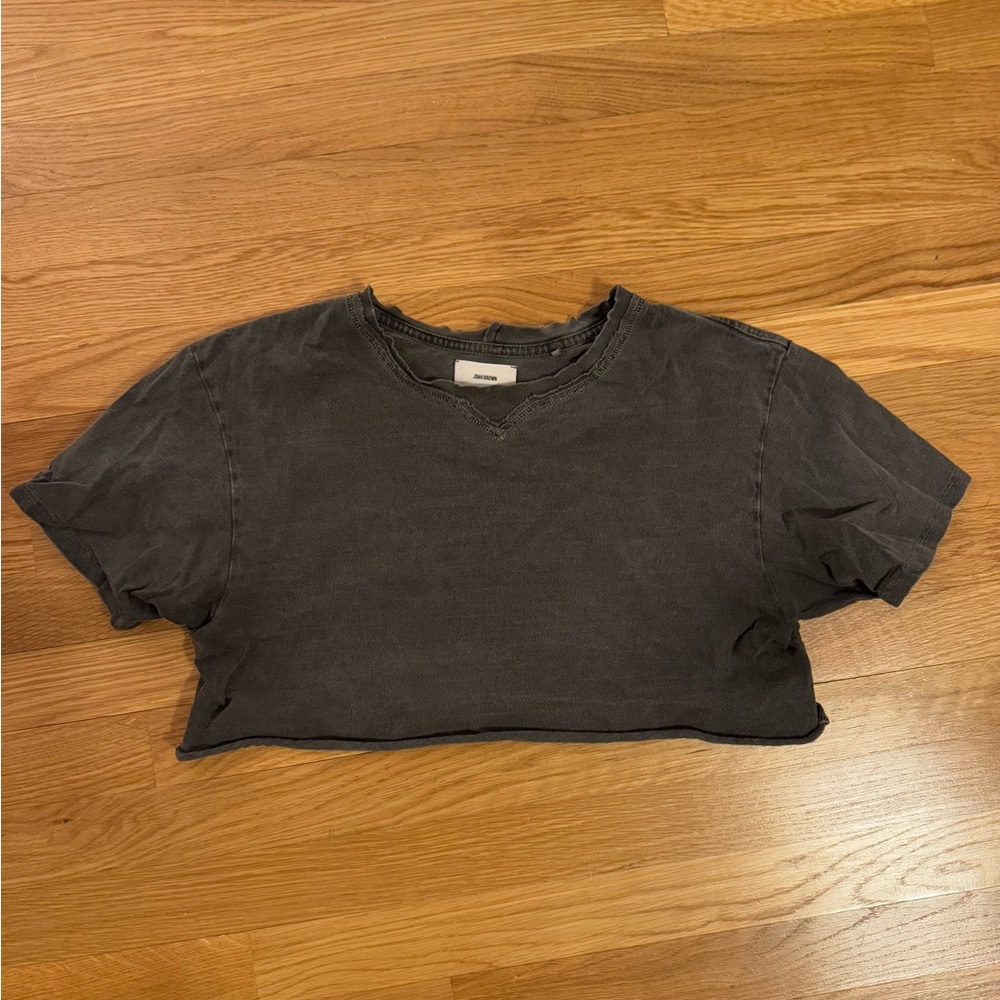 Joah Brown Cobain Crop Tee Distressed w Raw Edge - One Size